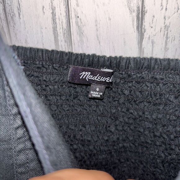 Womens Size 4 Madewell Linen Blend Puff Sleeve Dress Black EUC - Picture 3 of 6